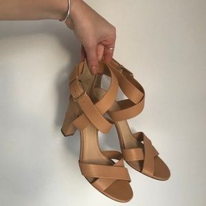 Leather high heel sandals